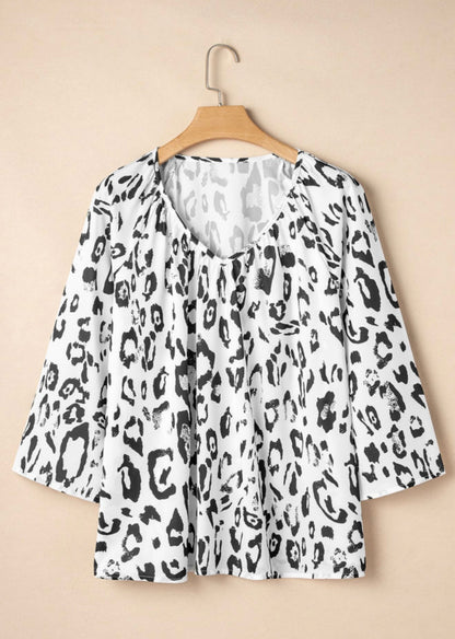White Animal Print Blouse