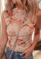 2 pc Sheer Peach Floral Top with Cami Included
