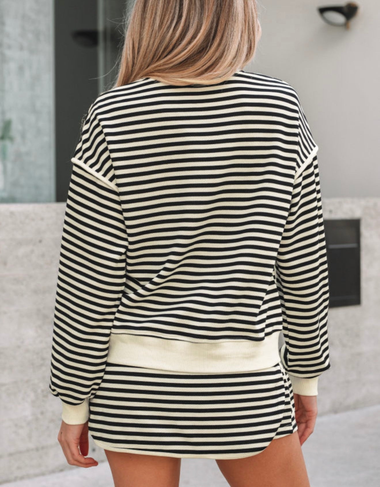 A42 Ivory and Black Stripe Skort and Top Set - Ivy's Gifts & Boutique