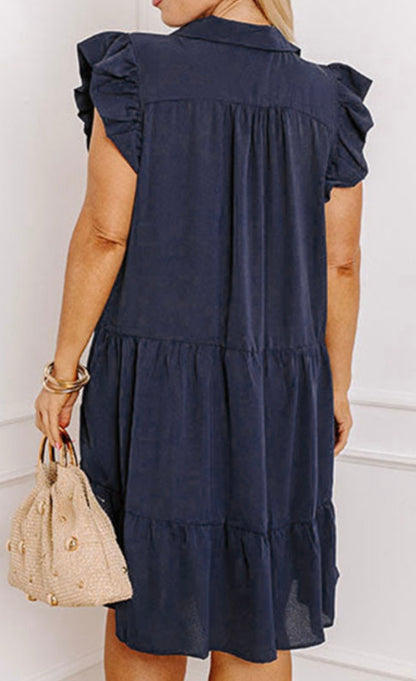 Navy Dress with Flattering Gathers
