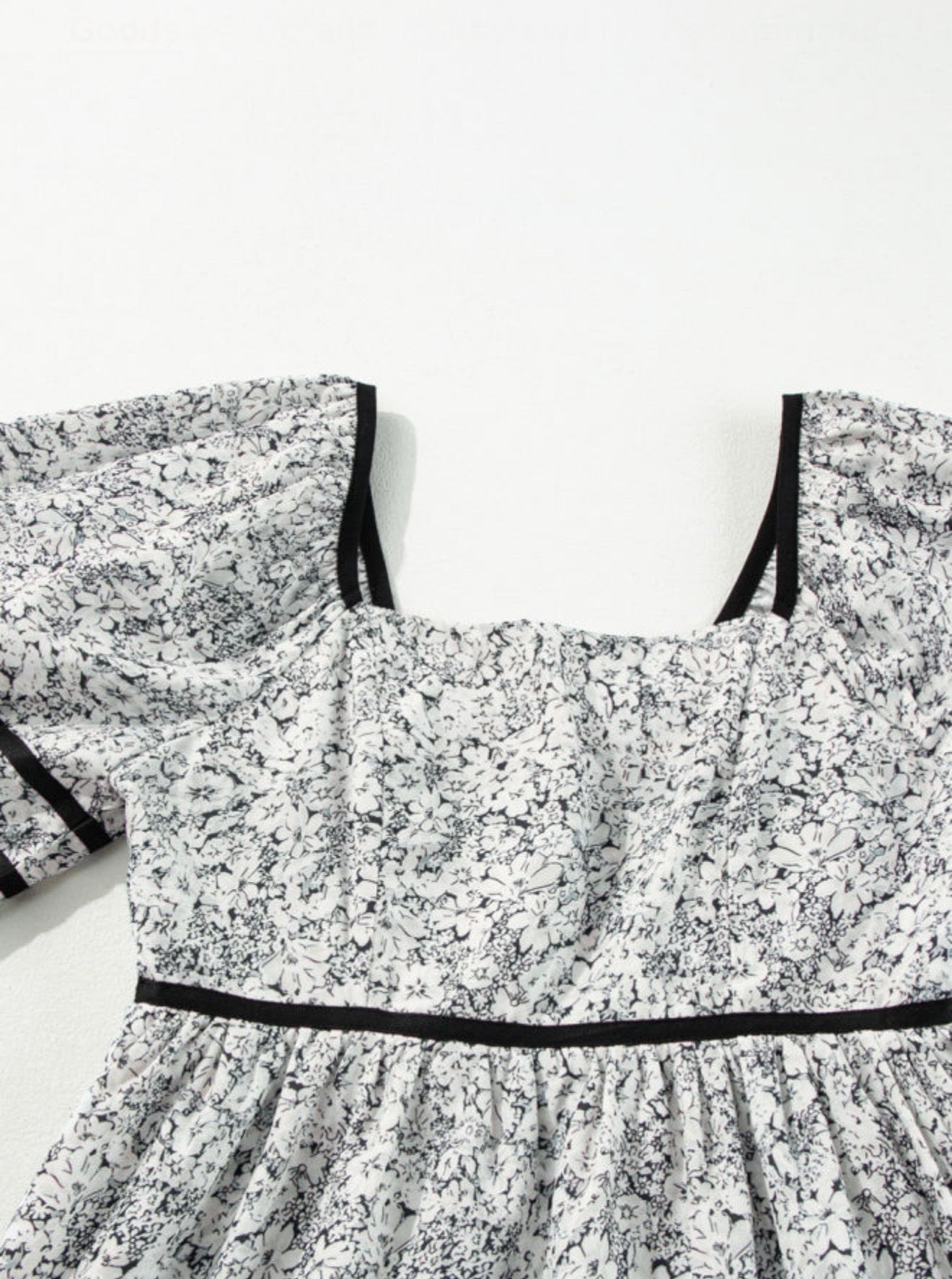 Black and White Tiny Flower Printed Dress