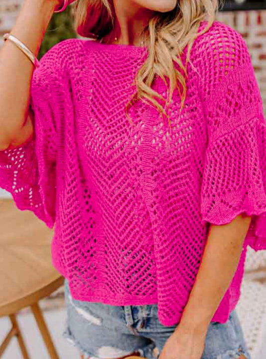 Fusha Pink Lightweight Cropped Sweater