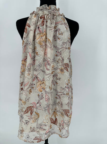 Umgee Cream Floral Print High Neck Top