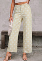 MLPDK Polka Dot Khaki Pants with Stretch and Raw Edge Hem