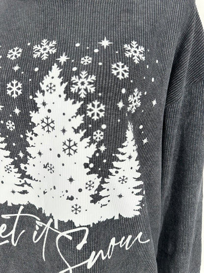 Let It Snow Ribbed Long Sleeve Top