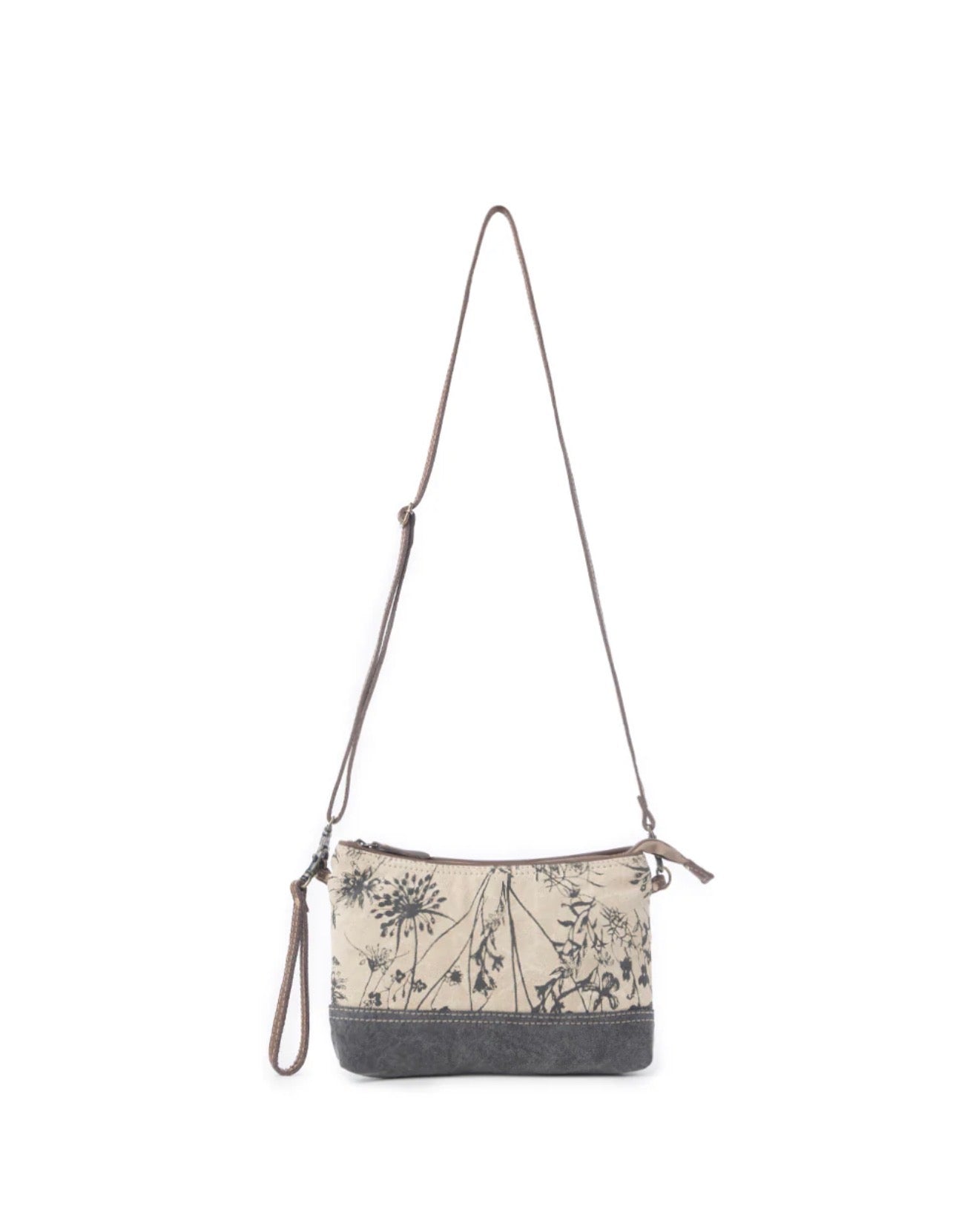 MY3 MYRA Dainty Delight Printed Canvas Bag with Outer Zipped Pocket, Wristlet Strap and Removable Shoulder strap