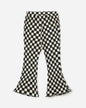 PT1 Black and White Checker Board Print Ribbed Knit Pants
