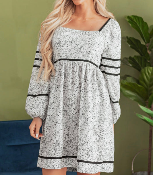 Black and White Tiny Flower Printed Dress