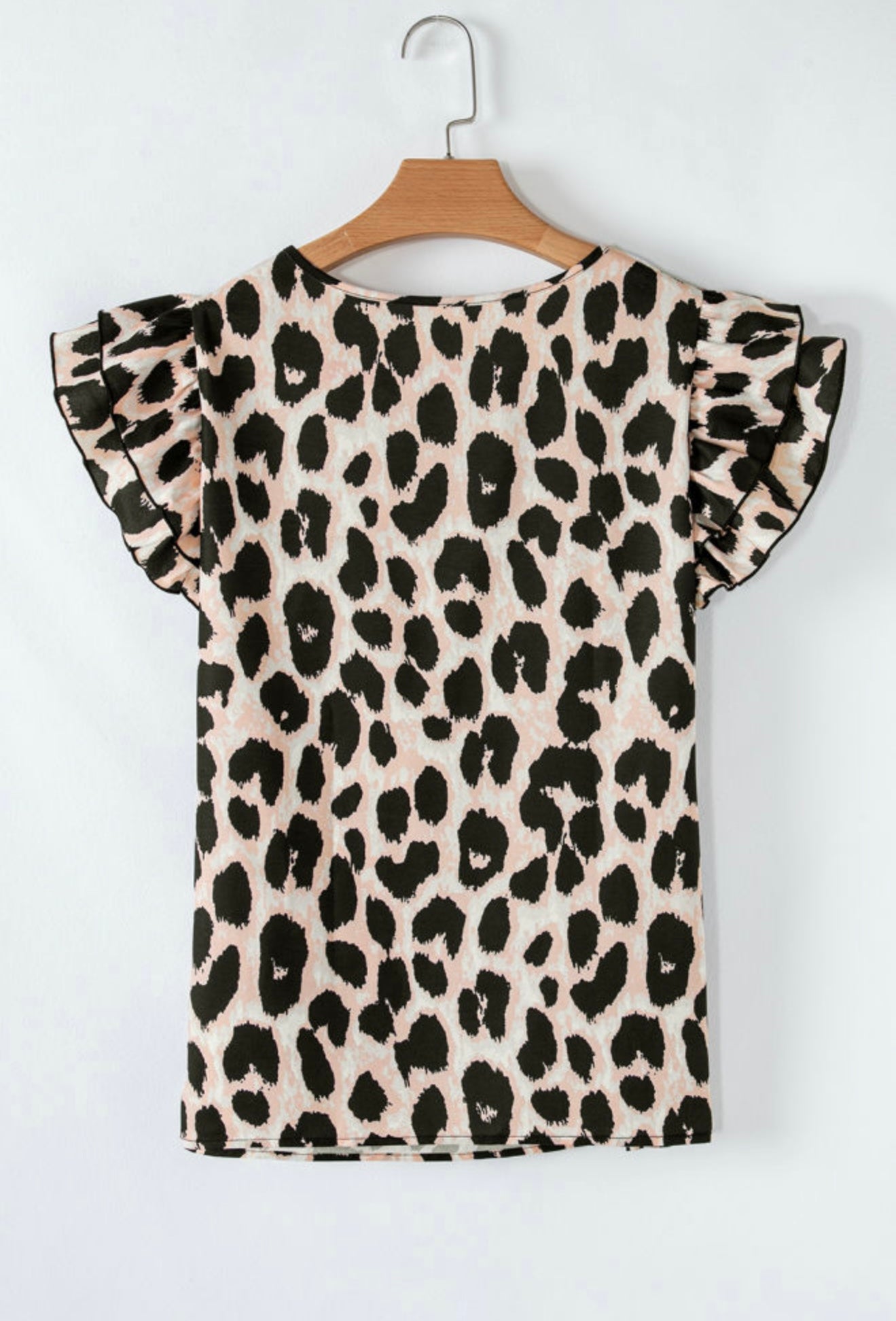 Animal Print Ruffle Cap Sleeve