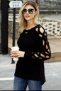 Black Sweater with Lattice Long Sleeves