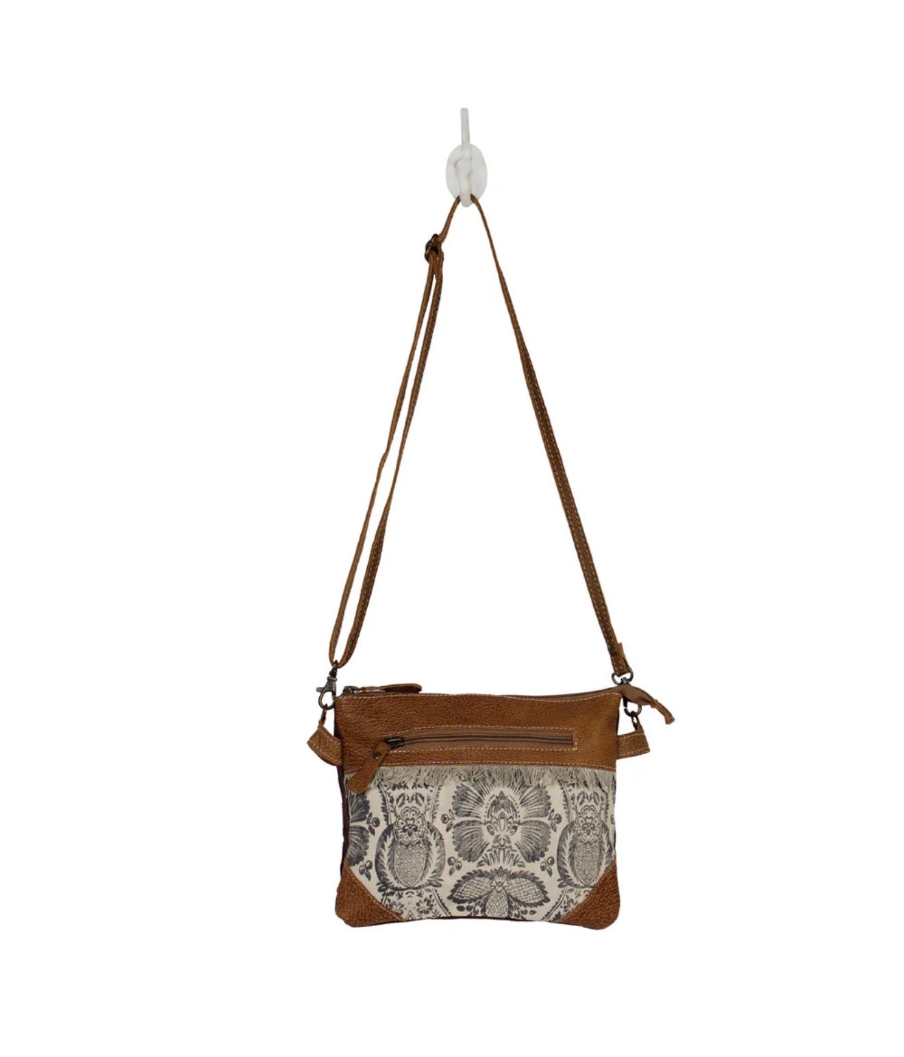 Ivy's Gifts & Boutique MY3 Dainty Delight print small purse with contrast colors and external zippered pickets, compact and stylish.