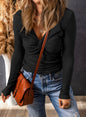Black Long Sleeve Top with Twist Design Neckline