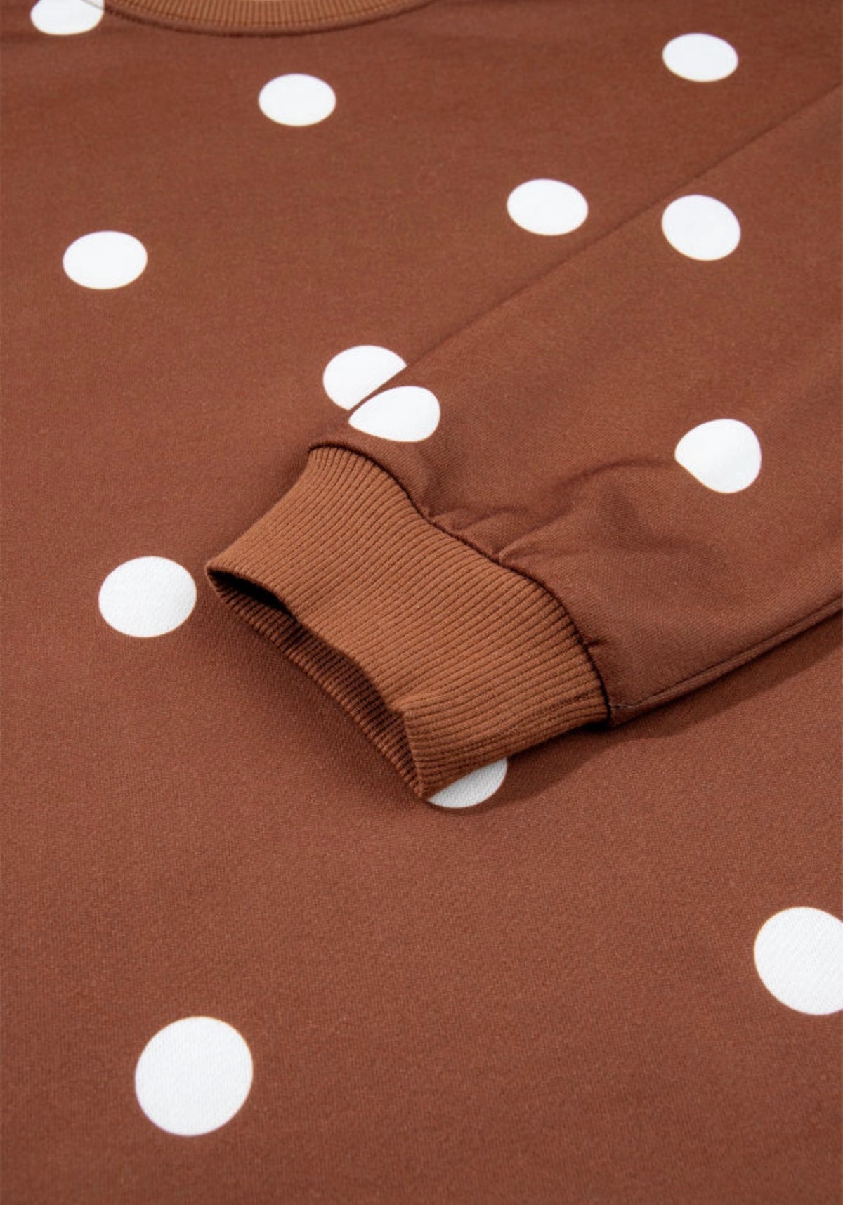 MLBPS Brown Large Polka Dot 2 Piece Skort Set with Long Sleeves Medium Weight Fabric and Pockets