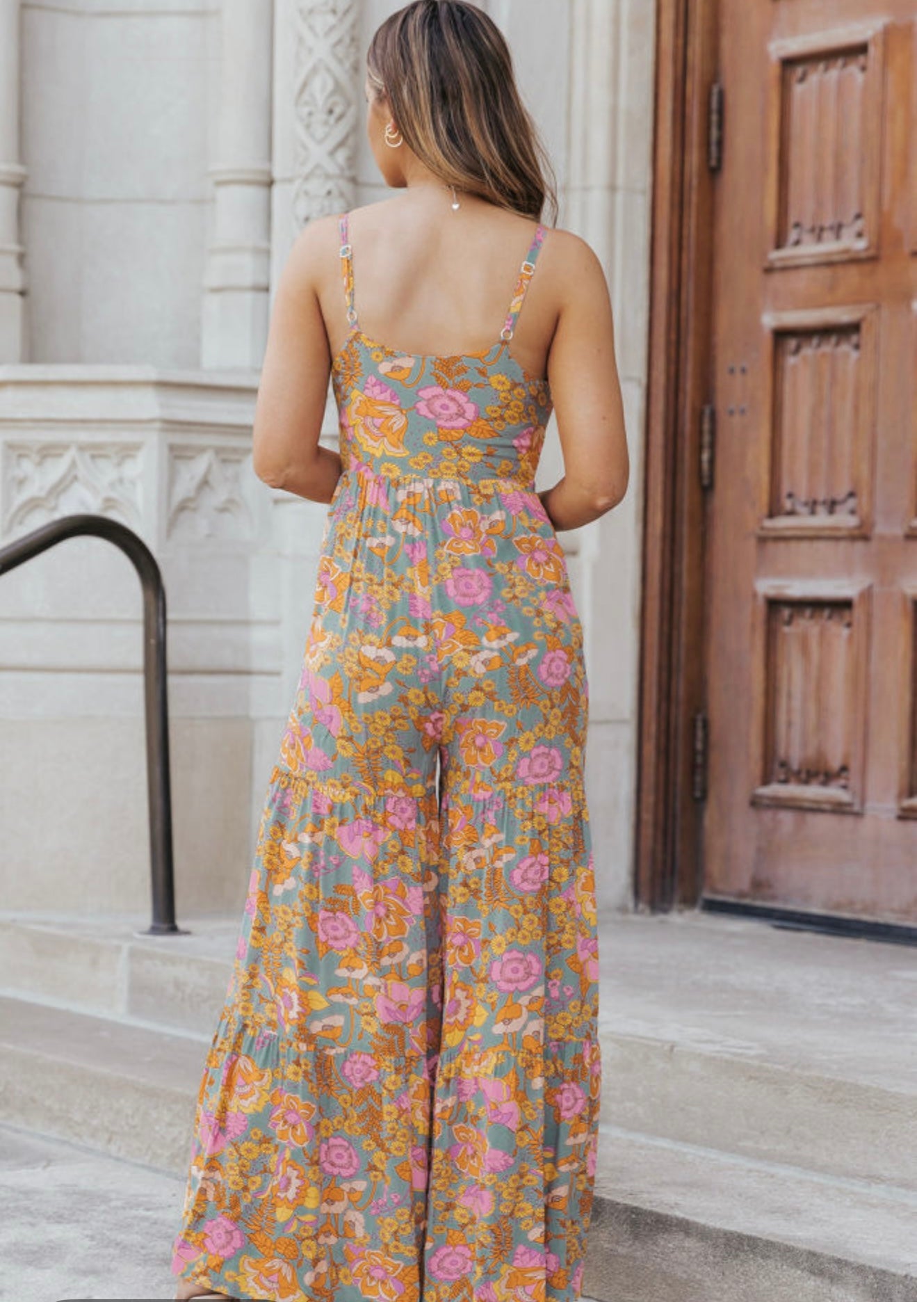 Floral Print Jumpsuit with Adjustable straps