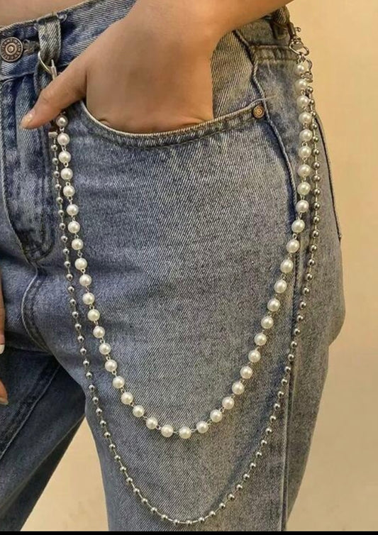 Belt Jewelry Pearl and Silver