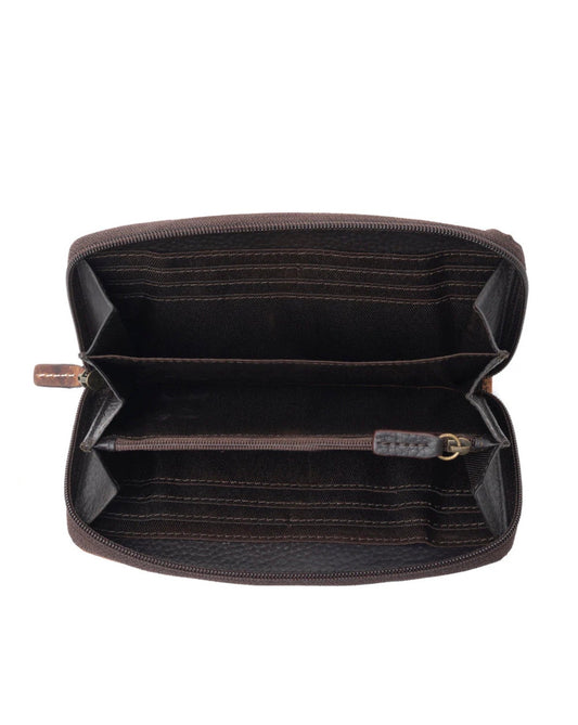 MY16 MYRA BRAND Genuine Leather Bran Wallet with Zipper Closure and Lots of Pockets Inside for Essentials