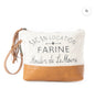 MY5 MYRA BRAND Farine Canvas Pouch with Tassel Adorned Zip Closure, Inside Pockets and Removable Wrist Strap
