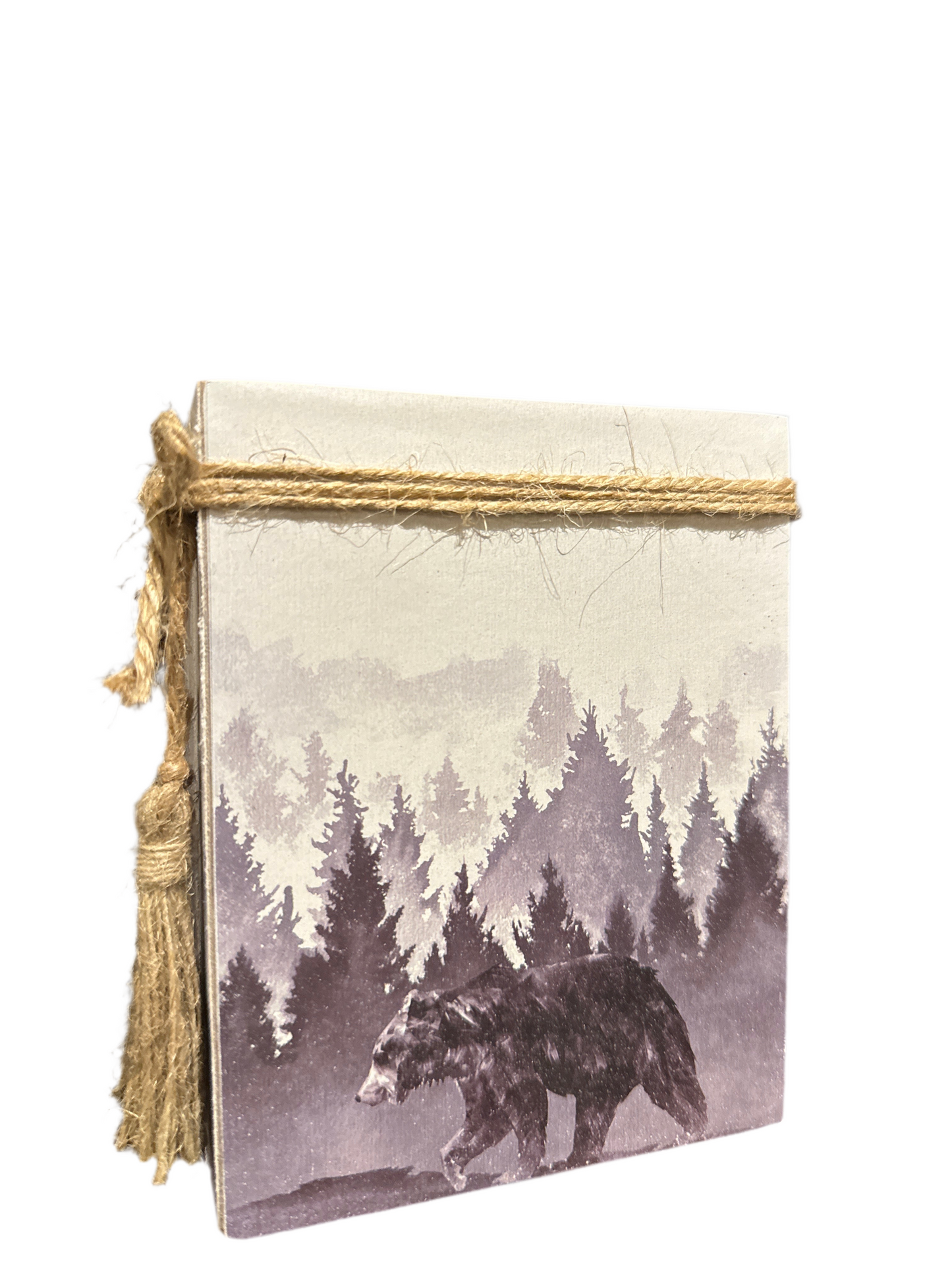 Bear Wooden Block Sign with Jute Rope