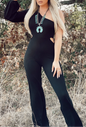 Black Jumpsuit with One Shoulder Design with Waist Cut Out