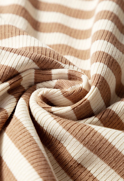 Tan and White Stripe Sleeveless Top