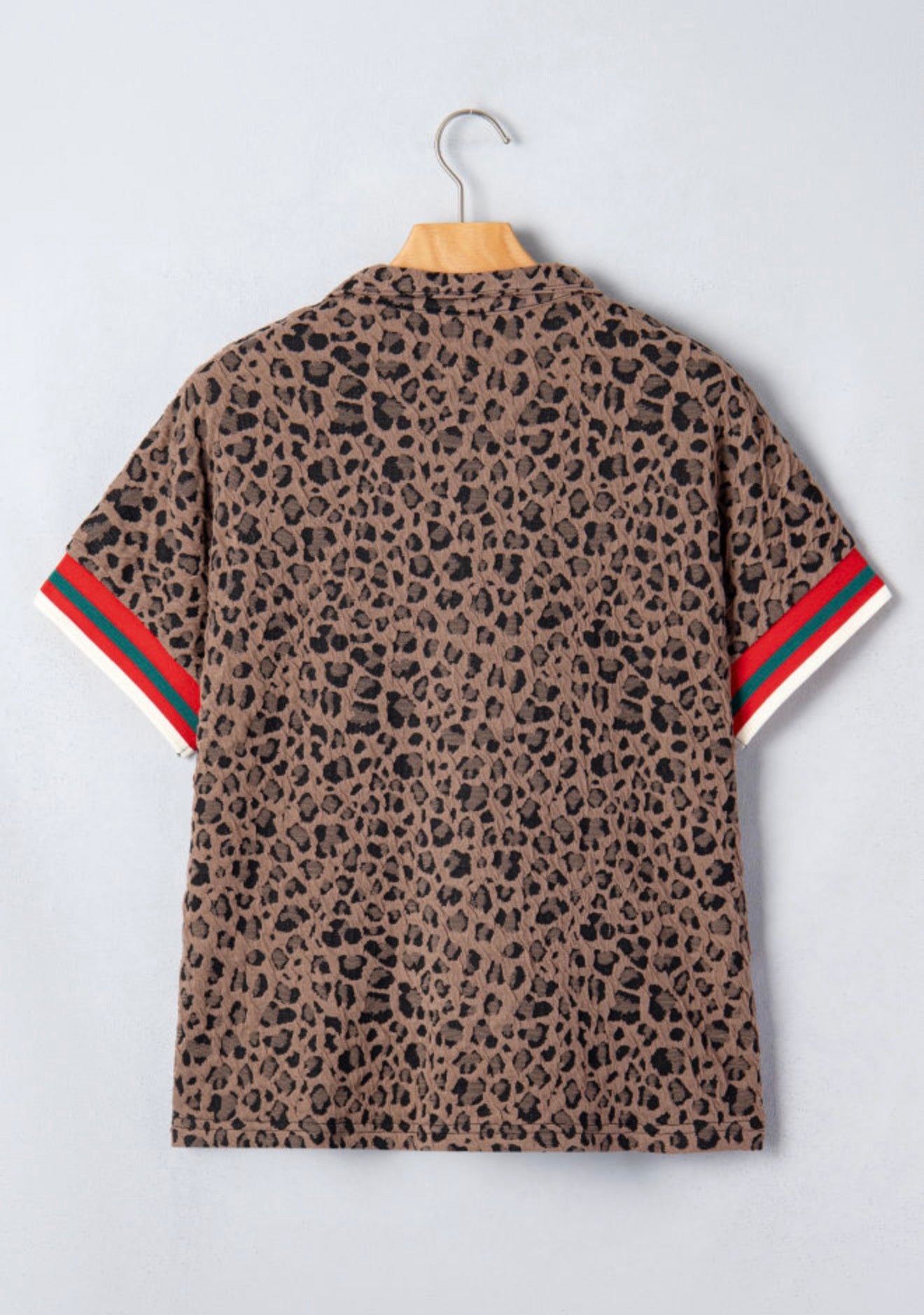MLGR Animal Print Half Zip Top with Green and Red Accents
