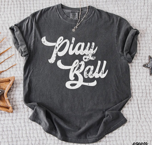 Comfort Colors A102 Play Ball T-Shirt in soft fabric with playful sports graphic design, perfect for casual wear.