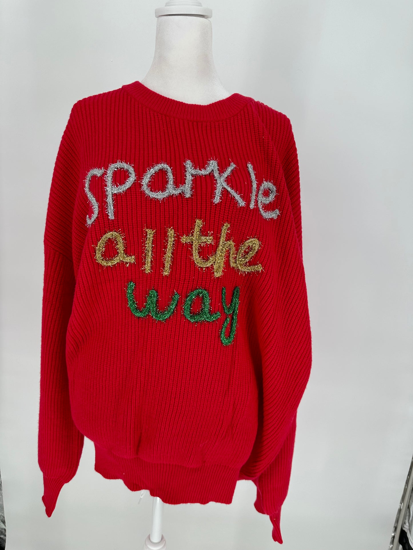 Red Sparkle all the Way Sweater