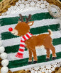 FRDF Rudolf Printed Design T Shirt with Green Stripe Background