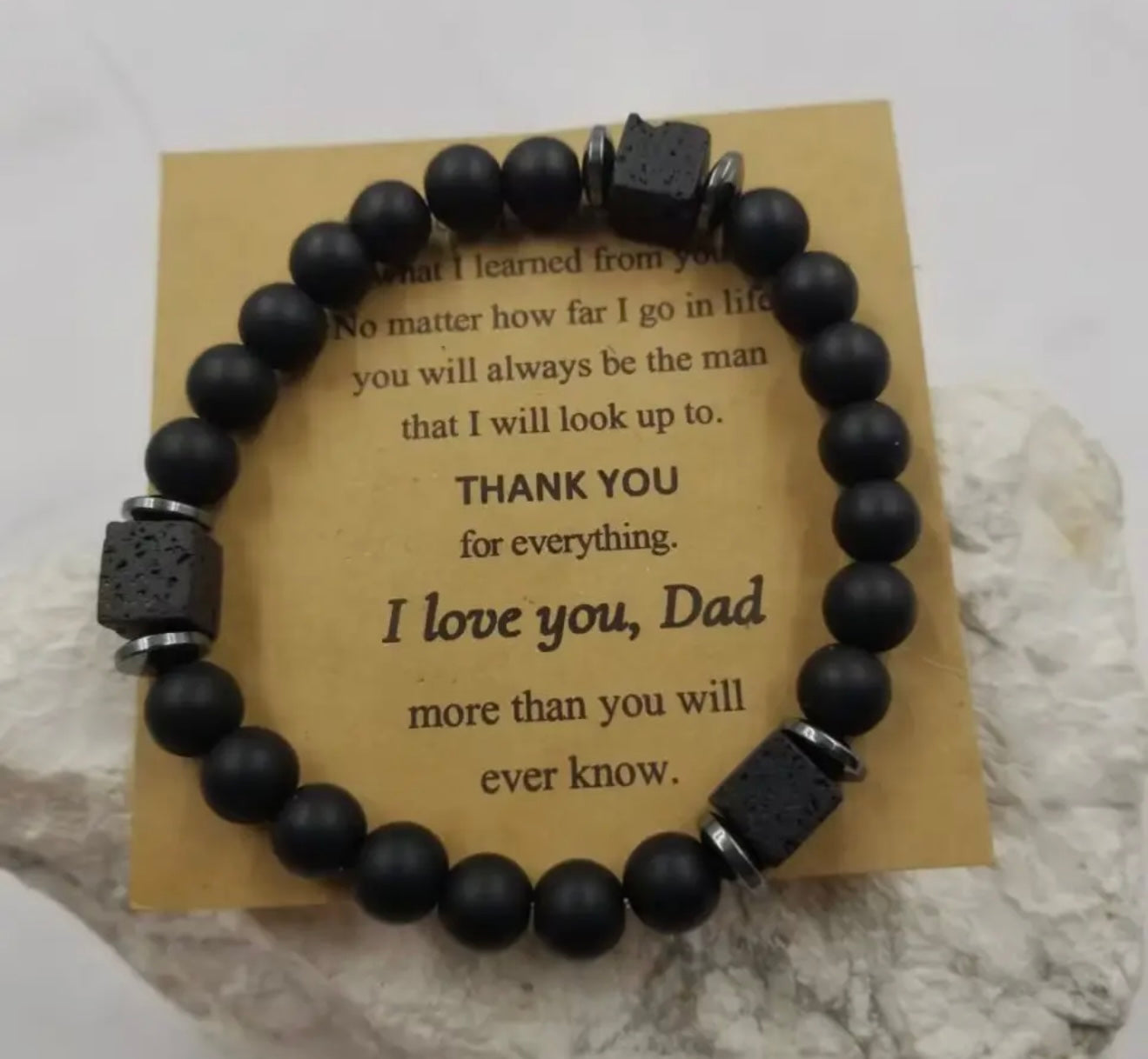 I Love You Dad Black Beaded Bracelet