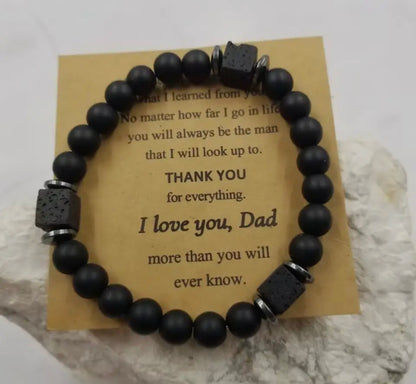 I Love You Dad Black Beaded Bracelet