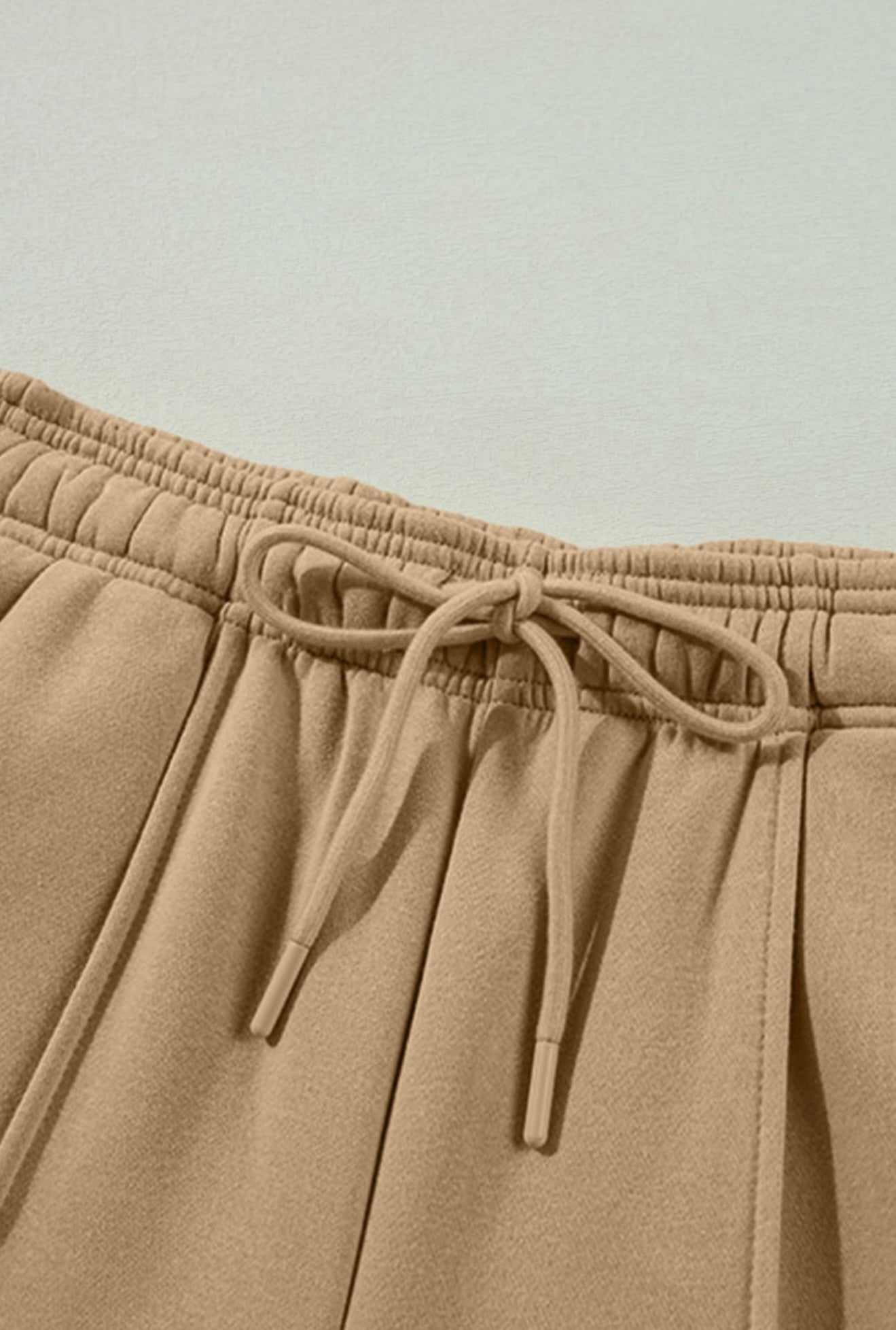 Tan wide leg sweatpants with pockets