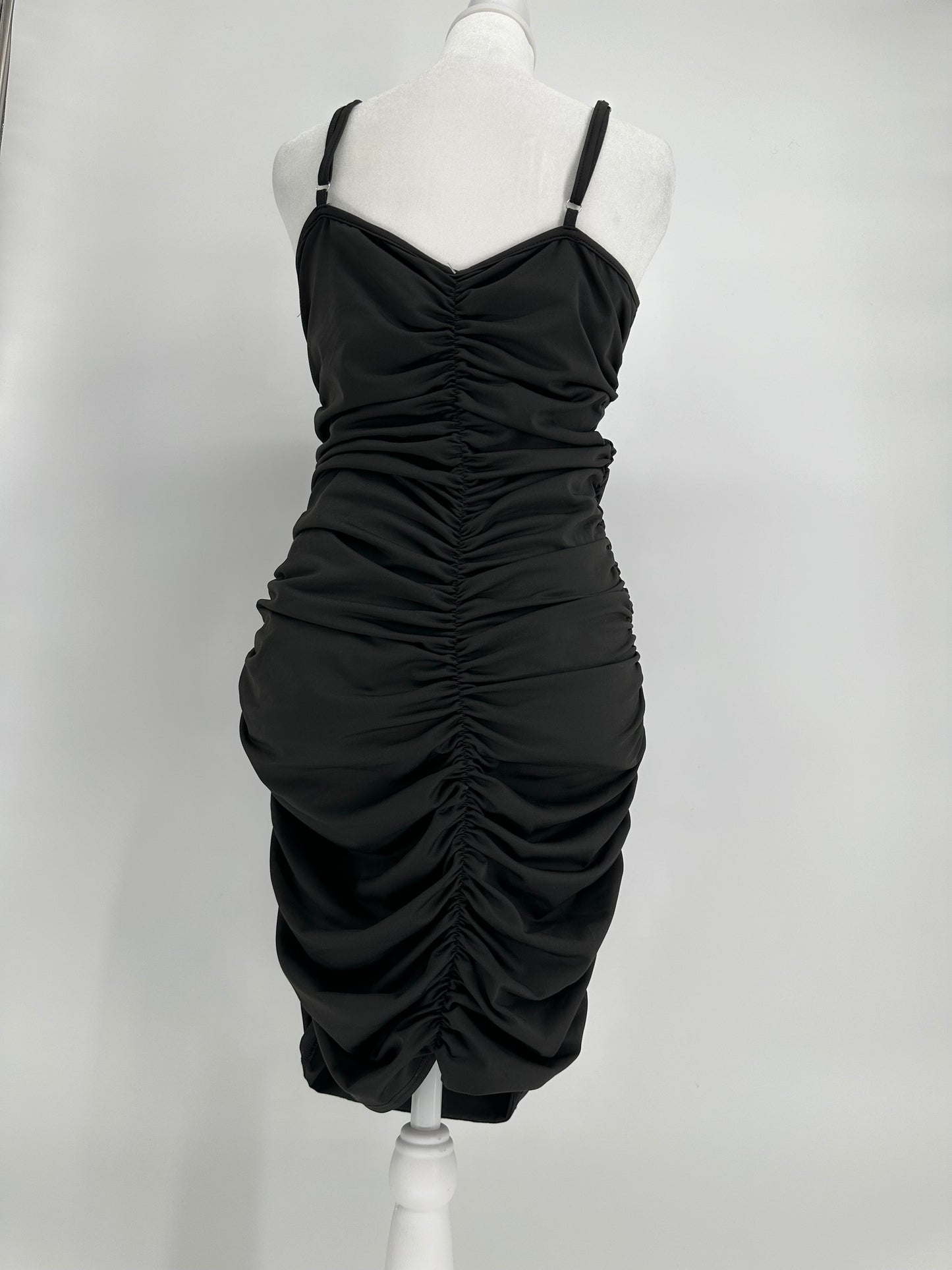 Black Rouched Dress with Adjustable Straps