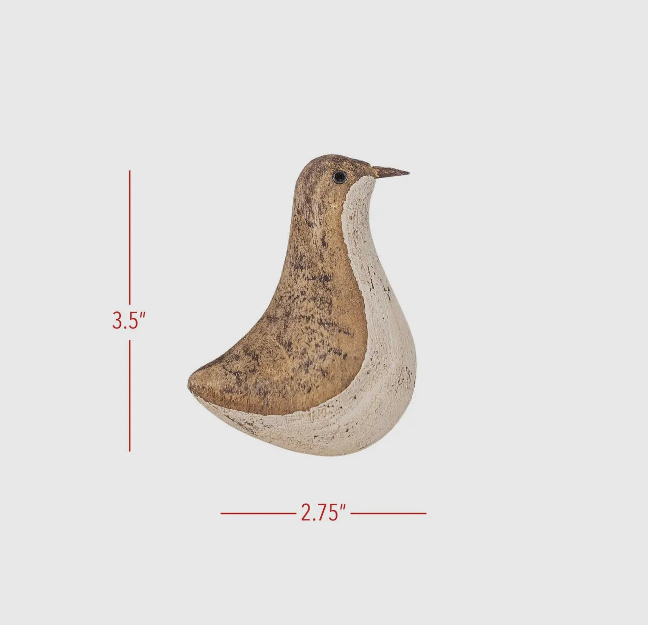 Wooden Bird with round white belly