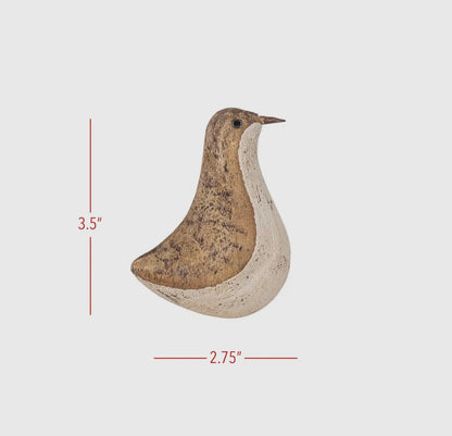 Wooden Bird with round white belly