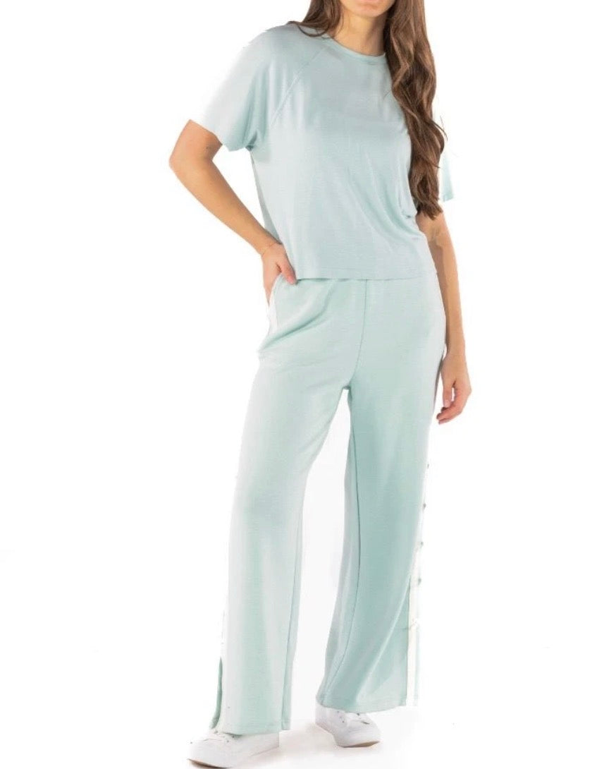 Ivy's Gifts & Boutique SSMP refreshing mint Harbor Green athletic pants with bow side seam detail and a comfortable fit.