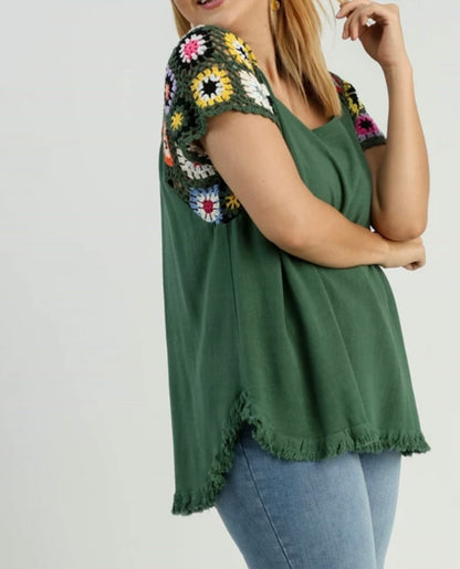 Umgee Crochet Sleeve Top
