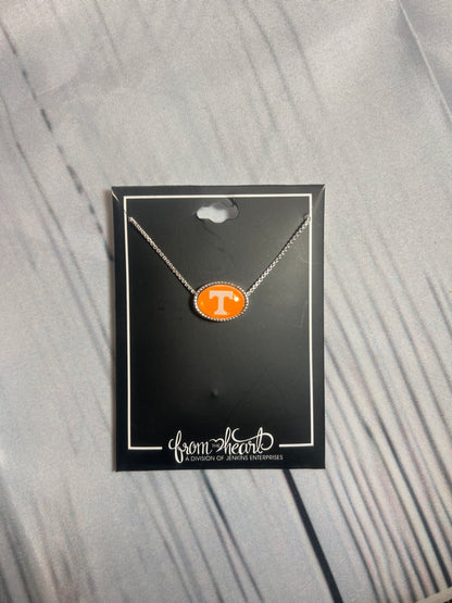 Silver oval shape power T necklace| from the heart
