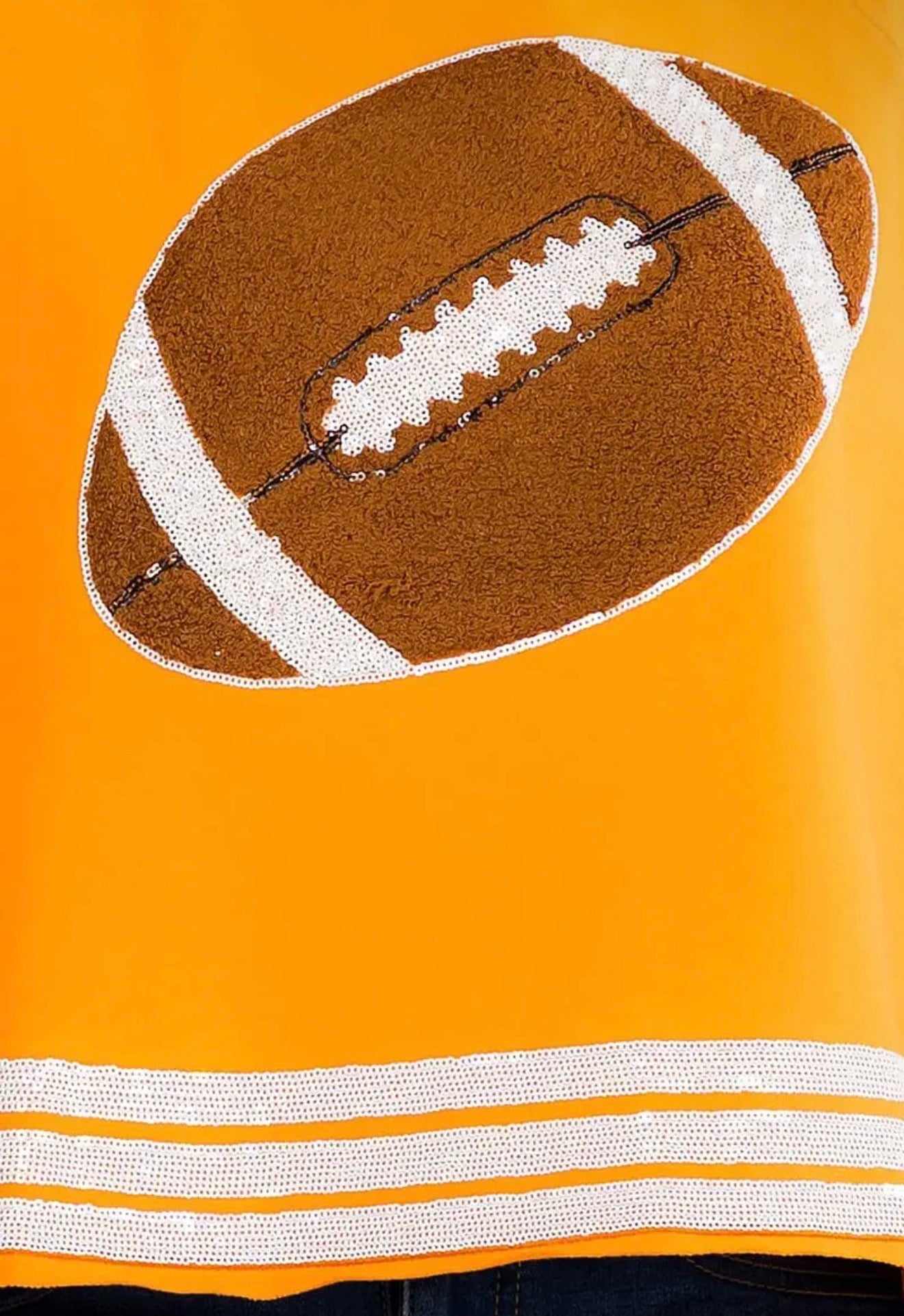 SFBF Sequin and Chenille Football Cropped Top with Raw Edge Hem