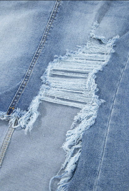 Distressed Denim Skirt with Interesting Hemline