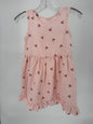 Infant toddler peachy pink gingham dress with cherry print, back bow, lightweight fabric, by Ivy's Gifts & Boutique.