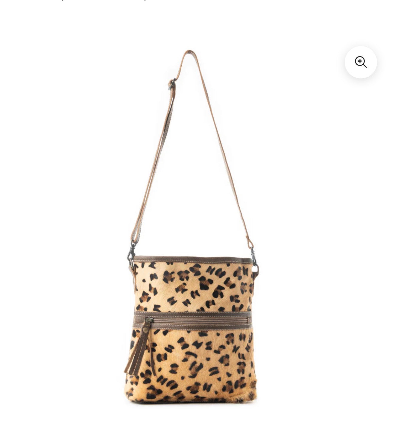 MY15 MYRA BRAND Feisty Leather and Hairon Bag with 2 Outer Zip Closure Pockets and Adjustable Shoulder/Crossbody Strap