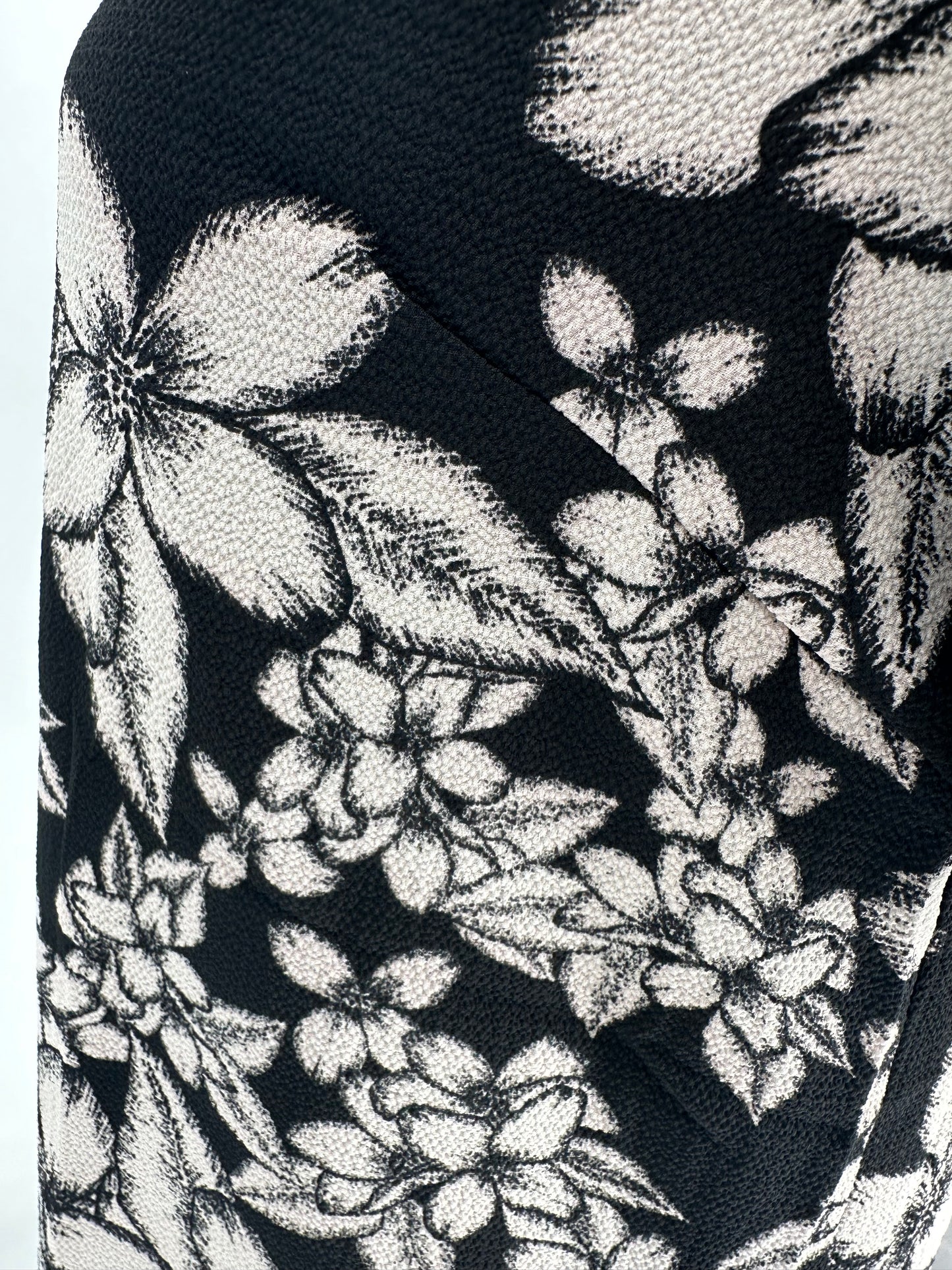 Black and white Floral Print Dress fully Lined