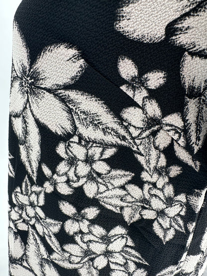 Black and white Floral Print Dress fully Lined