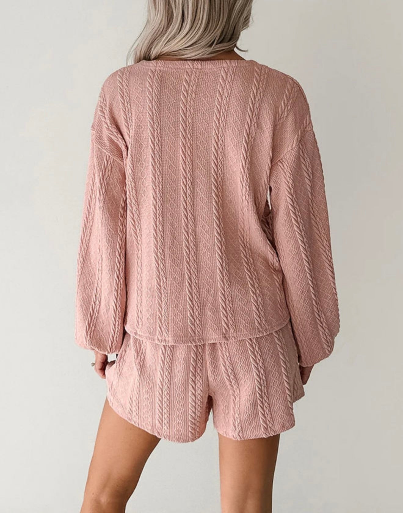 A22 Blush Pink 2 Piece Cardigan & Shorts Set