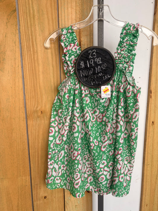 Green and Pink Animal Print Flowy Tank Top with Wide Straps