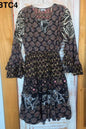 BTC BoHo Style Dress with Unique Fabric Patterns Ruffle Sleeve and Hem