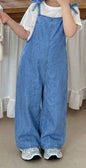 Ivy's Gifts & Boutique DN41 denim overall jumpsuit with trendy oversized fit, featuring classic blue denim fabric and adjustable straps.
