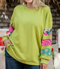 Green Multi Fabric Trimmed Top