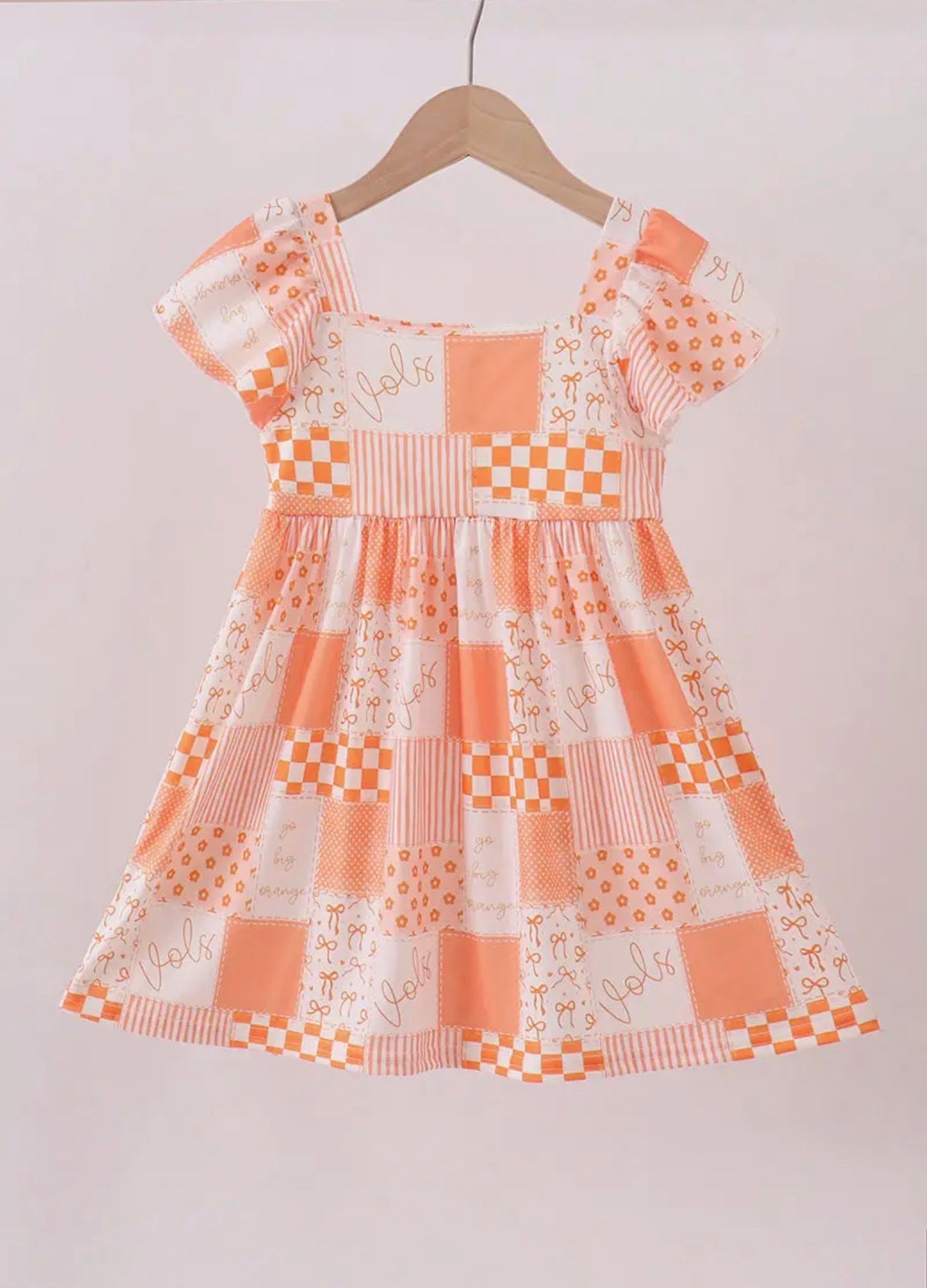 TN3 Patchwork Ruffle Dress with Everything Tennessee Vols