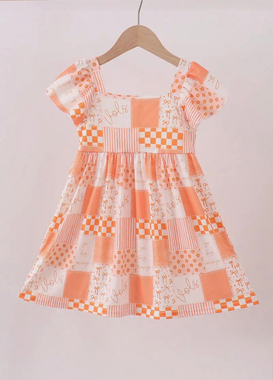 TN3 Patchwork Ruffle Dress with Everything Tennessee Vols